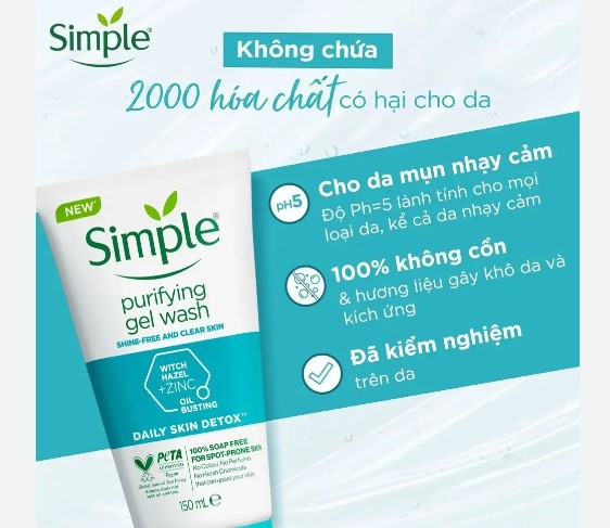 Sữa rửa mặt Simple Purifying Gel Wash có tốt không