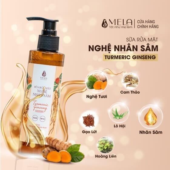 Thành phần trong sữa rửa mặt nghệ nhân sâm Mela